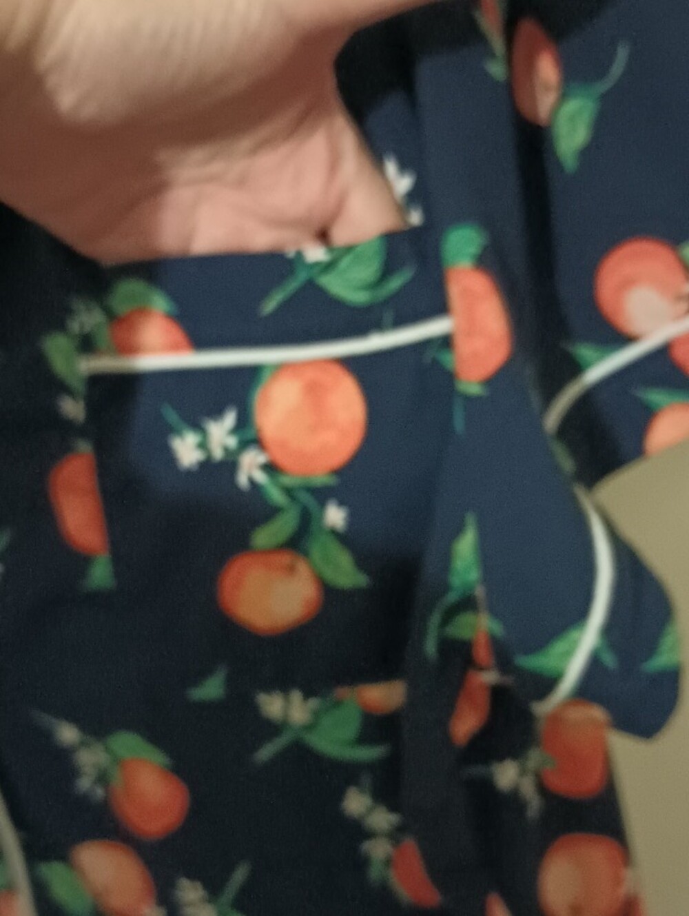 2X(18-20)Navy 🍊 Orange-Print Short Sleeve Pajama Top With Matching Shorts - Picture 4 of 5